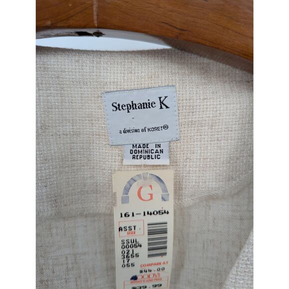 Stephanie K Linen Blend Vest & Pants Set Size 18 XL VTG NWT Beige Outfit Y2K 90s - Picture 3 of 10